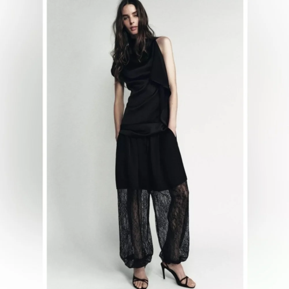 Zara Lace Balloon Pants Black Size S